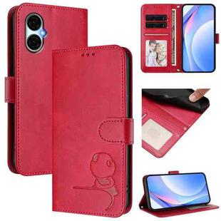 For BLU G53 Litter Panda Embossing RFID Leather Phone Case with Lanyard(Rose Red)