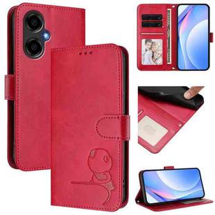 For BLU G64 Litter Panda Embossing RFID Leather Phone Case with Lanyard(Rose Red)
