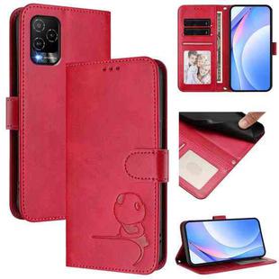 For BLU View 5 Pro Litter Panda Embossing RFID Leather Phone Case with Lanyard(Rose Red)