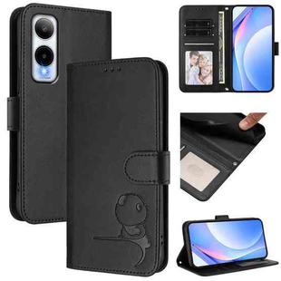 For Cricket Icon 6 Litter Panda Embossing RFID Leather Phone Case with Lanyard(Black)