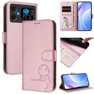 For Cubot A20 Litter Panda Embossing RFID Leather Phone Case with Lanyard(Pink)