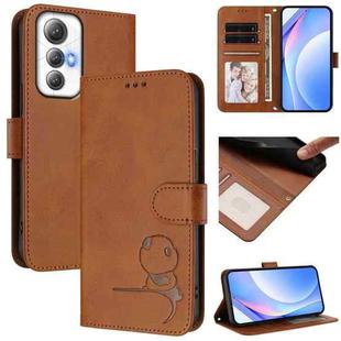 For Cubot Max 5 Litter Panda Embossing RFID Leather Phone Case with Lanyard(Brown)