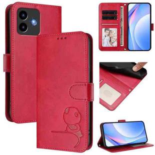For Cubot Note 40 Litter Panda Embossing RFID Leather Phone Case with Lanyard(Rose Red)