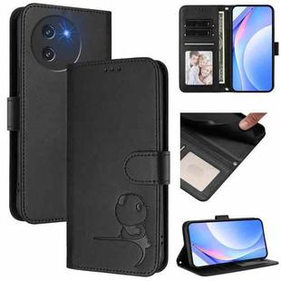 For Doogee Note 59 / Note 59 Pro Litter Panda Embossing RFID Leather Phone Case with Lanyard(Black)