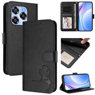 For Oukitel C50 Litter Panda Embossing RFID Leather Phone Case with Lanyard(Black)