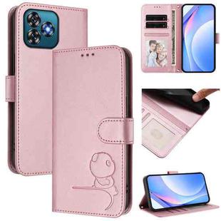 For Oukitel C53 Litter Panda Embossing RFID Leather Phone Case with Lanyard(Pink)