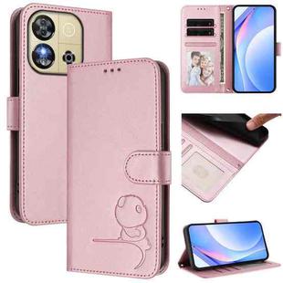 For Oukitel C57S / C57 Pro / C57 / BLU J12 Litter Panda Embossing RFID Leather Phone Case with Lanyard(Pink)