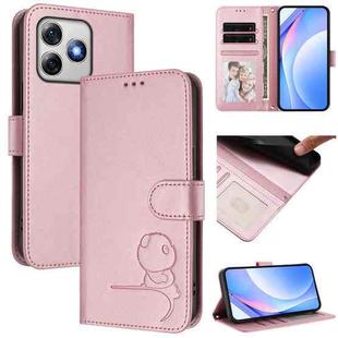 For Ulefone Note 18 Ultra / 18 Pro Litter Panda Embossing RFID Leather Phone Case with Lanyard(Pink)