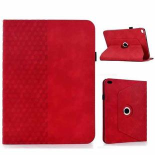 For iPad 9.7 2018 / 2017 / Air 2 / 1 Rotatable Rhombus Embossed Smart Leather Tablet Case(Red)
