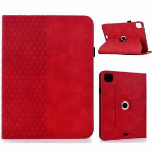 For iPad Air 11 2024 / 2025 Rotatable Rhombus Embossed Smart Leather Tablet Case(Red)