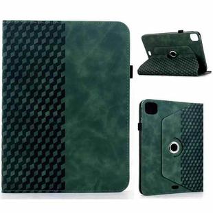 For iPad Air 11 2024 / 2025 Rotatable Rhombus Embossed Smart Leather Tablet Case(Green)