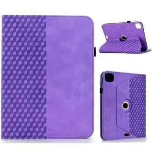 For iPad Air 11 2024 / 2025 Rotatable Rhombus Embossed Smart Leather Tablet Case(Purple)