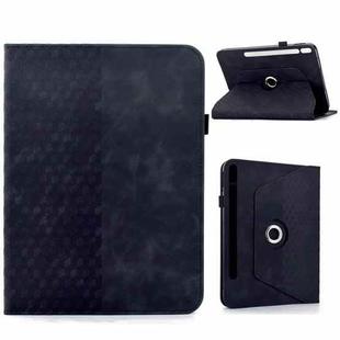For Samsung Galaxy Tab S9 FE+ / S9+ Rotatable Rhombus Embossed Smart Leather Tablet Case(Black)