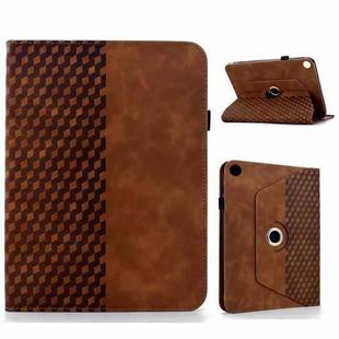 For Samsung Galaxy Tab A9+ Rotatable Rhombus Embossed Smart Leather Tablet Case(Brown)