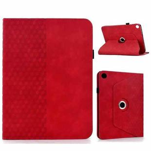 For Samsung Galaxy Tab A9+ Rotatable Rhombus Embossed Smart Leather Tablet Case(Red)