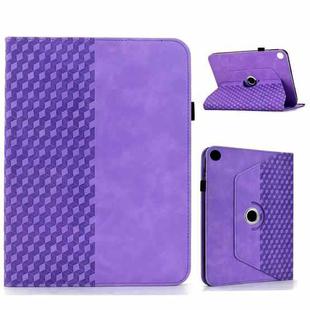 For Samsung Galaxy Tab A9+ Rotatable Rhombus Embossed Smart Leather Tablet Case(Purple)