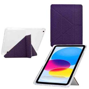 For iPad 9.7 2018 / 2017 / Air 2 / 1 Y-Fold Pyramid Texture Smart Leather Tablet Case(Purple)