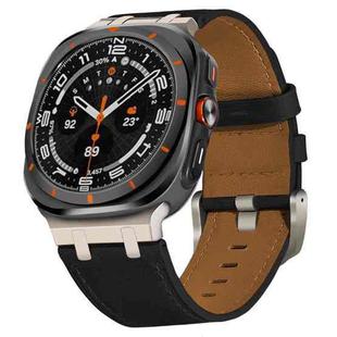 For Samsung Galaxy Watch8 / Watch8 Classic Crazy Horse Leather Watch Band(Black Titanium)