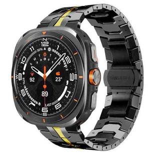 For Samsung Galaxy Watch8 / Watch8 Classic Butterfly Buckle Titanium Alloy Watch Band(Black Gold)