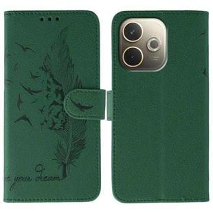 For OPPO A5 Pro 5G Global Feather Pattern Litchi Texture Leather Phone Case(Green)