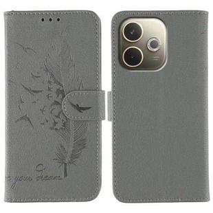 For OPPO A5 Pro 5G Global Feather Pattern Litchi Texture Leather Phone Case(Gray)