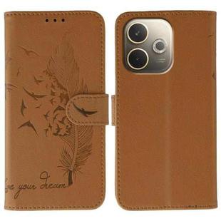 For OPPO A5 Pro 5G Global Feather Pattern Litchi Texture Leather Phone Case(Brown)