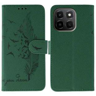 For Honor X6c 4G Feather Pattern Litchi Texture Leather Phone Case(Green)