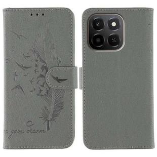 For Honor X6c 4G Feather Pattern Litchi Texture Leather Phone Case(Gray)