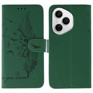 For Honor 400 Pro Global 160.8mm Feather Pattern Litchi Texture Leather Phone Case(Green)