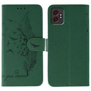 For Samsung Galaxy XCover7 Pro Feather Pattern Litchi Texture Leather Phone Case(Green)