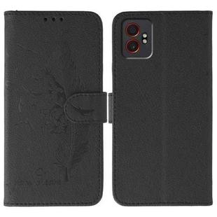For Samsung Galaxy XCover7 Pro Feather Pattern Litchi Texture Leather Phone Case(Black)