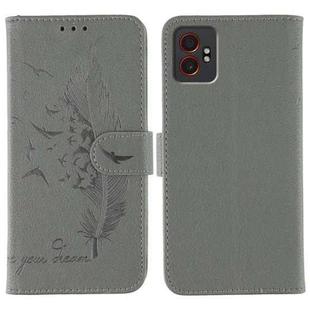 For Samsung Galaxy XCover7 Pro Feather Pattern Litchi Texture Leather Phone Case(Gray)