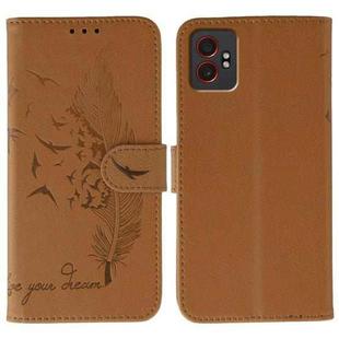 For Samsung Galaxy XCover7 Pro Feather Pattern Litchi Texture Leather Phone Case(Brown)