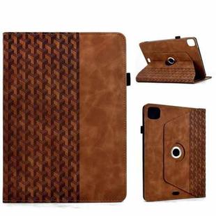 For iPad Air 11 2024 / 2025 Rotatable Building Blocks Embossed Smart Leather Tablet Case(Brown)