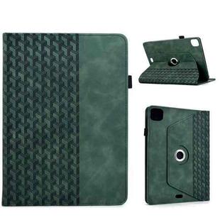 For iPad Air 11 2024 / 2025 Rotatable Building Blocks Embossed Smart Leather Tablet Case(Green)
