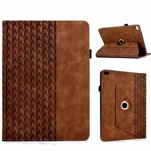 For iPad 9.7 2018 / 2017 / Air 2 / 1 Rotatable Building Blocks Embossed Smart Leather Tablet Case(Brown)