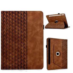 For Samsung Galaxy Tab S9 FE+ / S9+ Rotatable Building Blocks Embossed Smart Leather Tablet Case(Brown)
