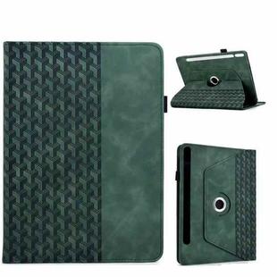 For Samsung Galaxy Tab S9 FE+ / S9+ Rotatable Building Blocks Embossed Smart Leather Tablet Case(Green)