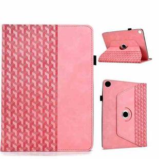For Samsung Galaxy Tab A9+ Rotatable Building Blocks Embossed Smart Leather Tablet Case(Pink)