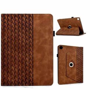 For Samsung Galaxy Tab A9+ Rotatable Building Blocks Embossed Smart Leather Tablet Case(Brown)