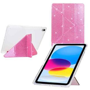 For iPad 2025 / 2022 Y-Fold Clear Acrylic Glitter Smart Leather Tablet Case(Pink)