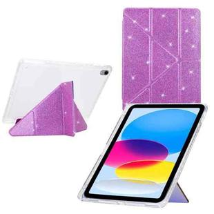 For iPad 2025 / 2022 Y-Fold Clear Acrylic Glitter Smart Leather Tablet Case(Purple)
