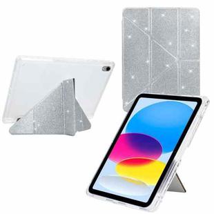 For iPad mini 2024 / mini 6 Y-Fold Clear Acrylic Glitter Smart Leather Tablet Case(Silver)