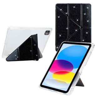 For iPad Air 13 2024 / 2025 / Pro 12.9 Y-Fold Clear Acrylic Glitter Smart Leather Tablet Case(Black)