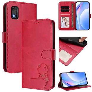 For Tecno Pop 6C / itel A18 Litter Panda Embossing RFID Leather Phone Case with Lanyard(Rose Red)