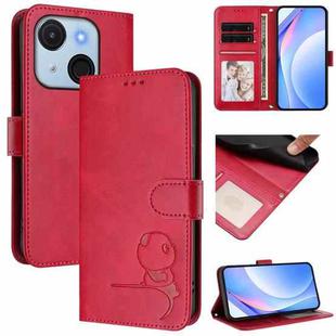 For itel A50C Litter Panda Embossing RFID Leather Phone Case with Lanyard(Rose Red)