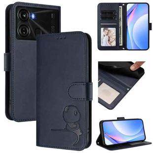 For itel P40 Litter Panda Embossing RFID Leather Phone Case with Lanyard(Blue)