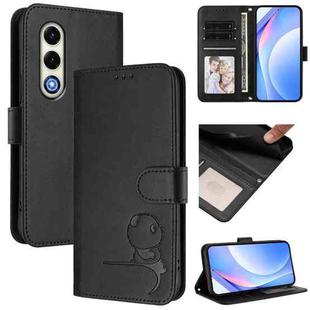 For itel S25 Litter Panda Embossing RFID Leather Phone Case with Lanyard(Black)