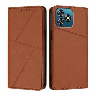 For Oukitel C53 Strong Magnetic Frosted Flip Leather Phone Case(Coffee Color)