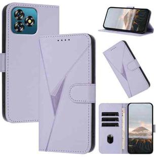 For Oukitel C53 Triangle Pattern Buckle Clasp Leather Phone Case(Light Purple)